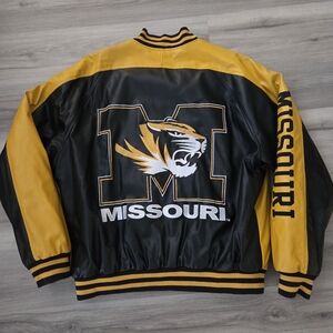 Vintage‎ 90s Missouri Tigers Varsity Letterman Faux Leather Jacket Size M  NCAA